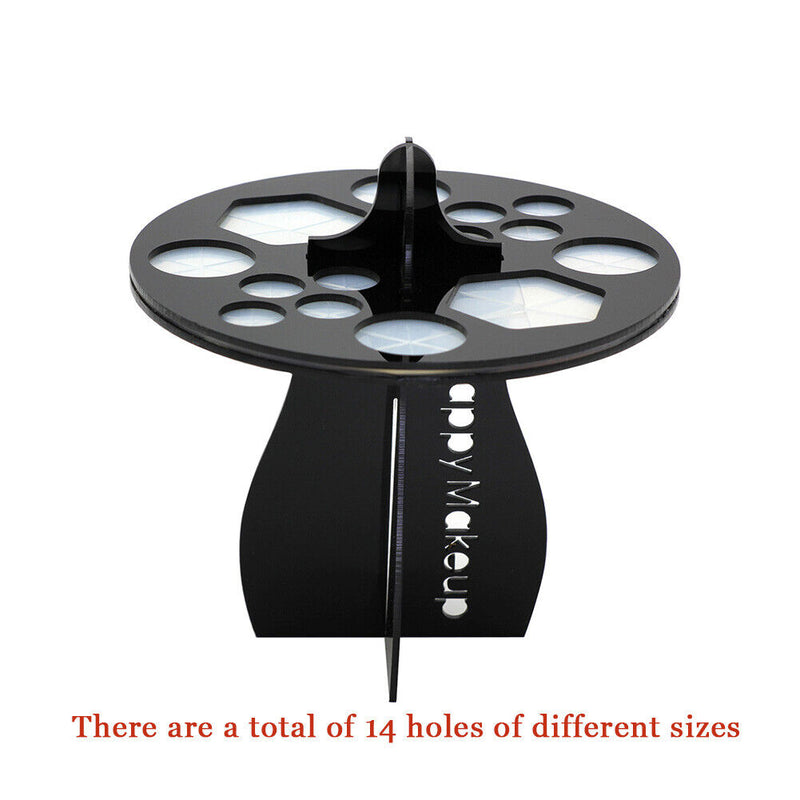 Acrylic Makeup Brush Drying Rack 14 Holes Detachable Brush Holder (Black) Newly