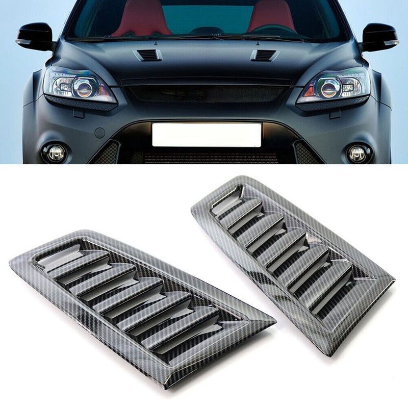 For Focus RS MK2 Style Plastic Car Hood Vents Universal Carbon Fiber Texture