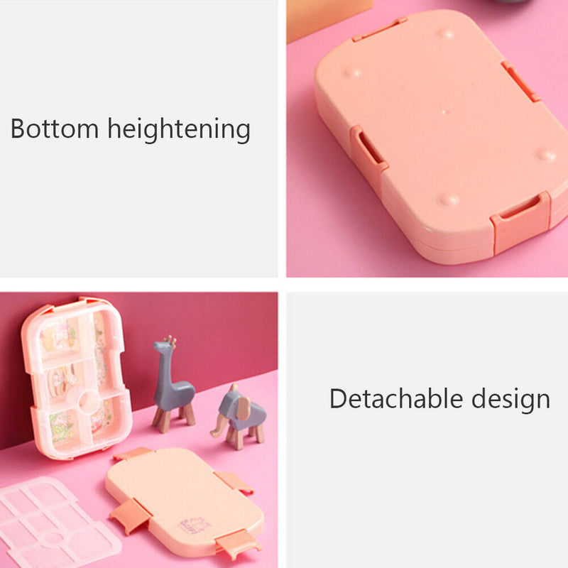 Microwave Lunch Box Food Grids Storage Container School Bento Box (Pink) Newly