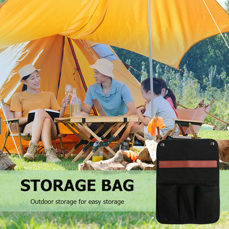 Canvas Storage Bag Camping Chair Arm Cell Phone Multi Pocket Hanging Organi