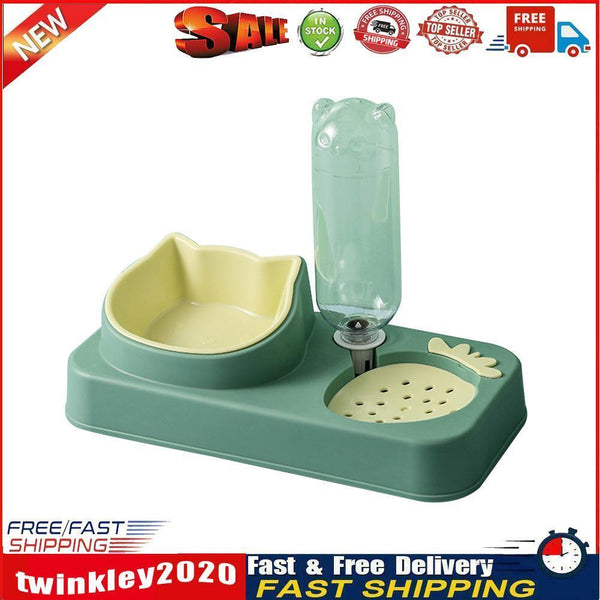 Strawberry Pet Food Bowl Auto Feeder Water Dispenser Raised (Matcha Green) Newly