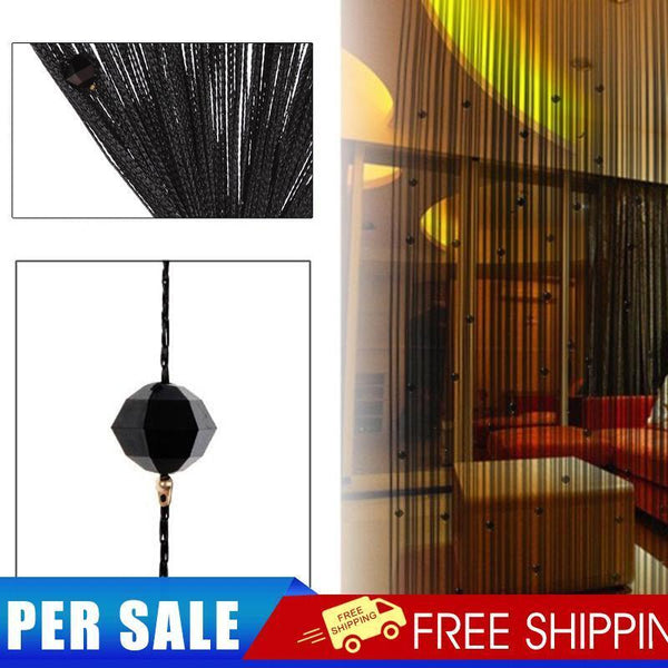 Decorative String Curtain Beads Wall Panel Fringe Room Door Window Black