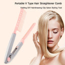 Portable V Type Hair Straightener Comb Folding DIY Hair Styling Clip Tool Newly