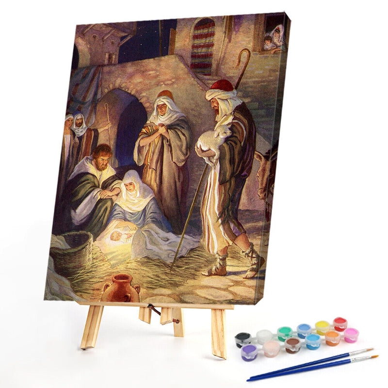 Jesus Birth Drawing Frameless DIY Oil Paint by Numbers Canvas Home Decor