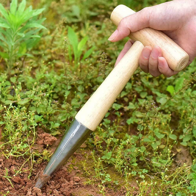 Wood & Steel Garden Dibber Planting Bulb Flower Root 2Q6W Planter Punch A4M1