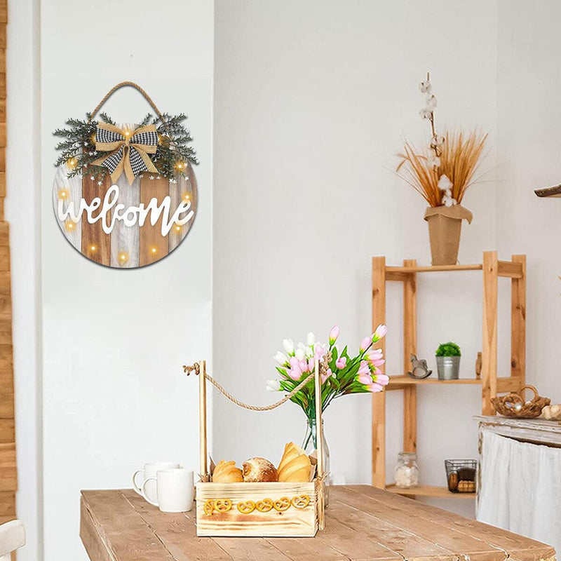 Welcome SignSpring Front Porch Decor, Rustic Wooden Hanging Front Door FAST~