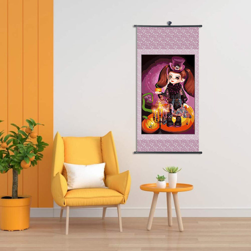Hand Painted on Canvas DIY Evil Girl Oil Paint By Numbers Drawing Kit Ornaments