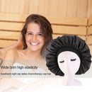 Solid Color Satin Bonnet Women Night Headband Hair Styling Caps (Black)