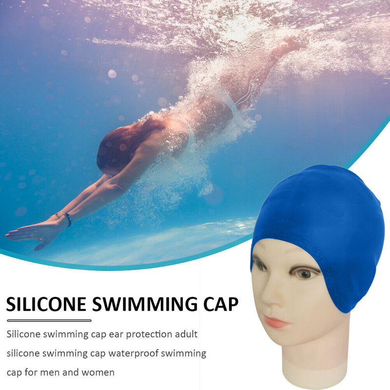 Swimming Caps Men Women Waterproof Swim Pool Cap Ear Protect Silicone Divin