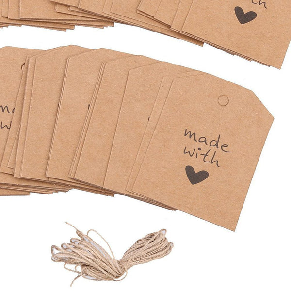 Wedding Supplies Kraft Paper Blank Label Made with Love Hang Tags Gift Cards