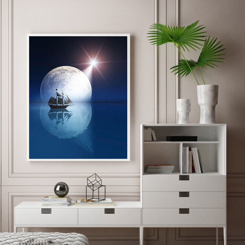 Sea Moon Oil Paint By Numbers Kit DIY Acrylic Painting on Canvas Frameless