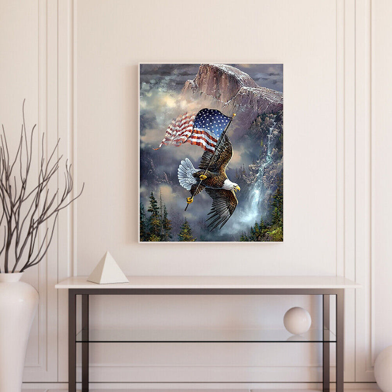 Flag Eagle Oil Paint By Numbers Kit DIY Acrylic Painting on Canvas Frameles