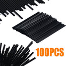 100PCS Tea Cocktail Long Coffee Barware Drinking Straw Straight Black Plastic