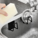 Stainless Steel Sink Sponges Holder Adhesive Drain Drying Rack (Black)