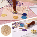 Wood Handle Paint Seal Retro Plant Pattern Classic DIY Envelope Wax Seal Stam