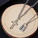 Color Long Chain PadLock Pendant Necklace Punk Choker Hollow Cross Pendant