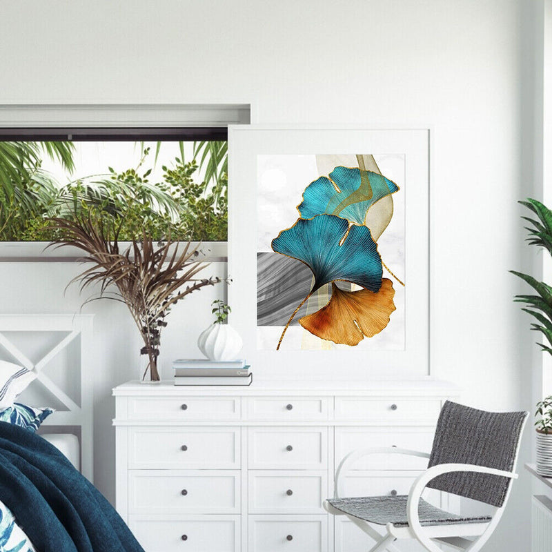 Frameless Painting By Numbers Gingko Leaves DIY Handmade Drawing On Canvas Craft
