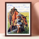 Full Cross Stitch Western Knight Kit Cotton 3 Beaches Stamped Artwork Home Decor