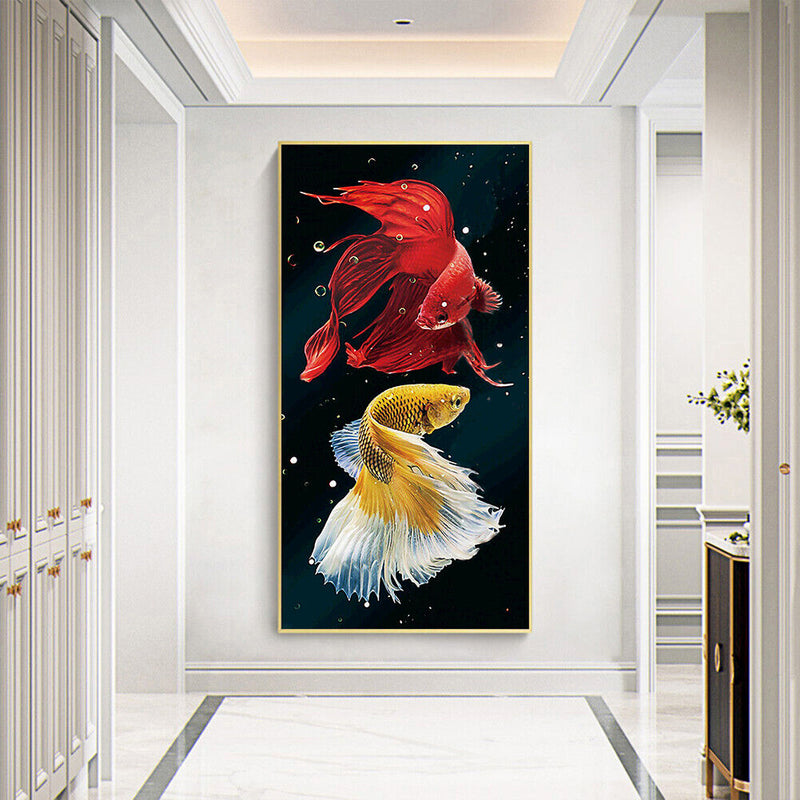 Two Fish Oil Paint By Numbers DIY Canvas Wall Art Picture Craft Home Decoration