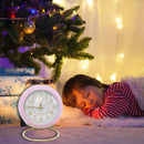 Analog Alarm Clock Light Emitting Silent Non Ticking Clock for Kid (Pink)