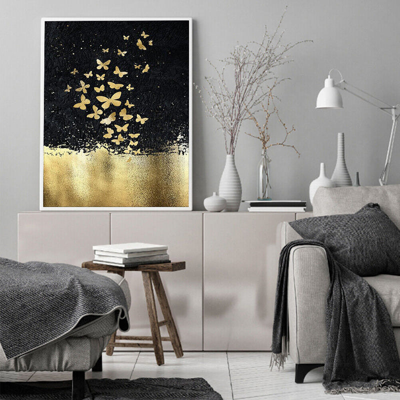 Oil Paint By Numbers Golden Butterfly Frameless Picture Craft for Living Room