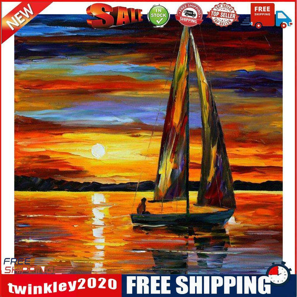 Sunset Sailboat Oil Paint By Numbers Kits Canvas Picture DIY Wall Art Craft