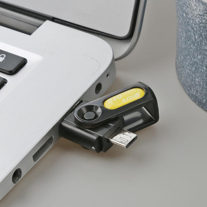 2 in 1 USB OTG Card Reader Micro USB OTG TF SD Card Reader Adapter (Yellow)
