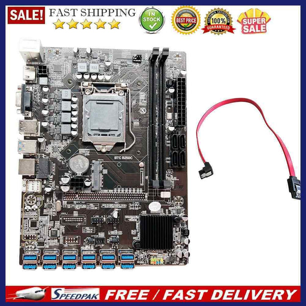 B250 BTC PCIE 1X to USB3.0 Mining Motherboard with SATA2.0 Cable Miner Boar