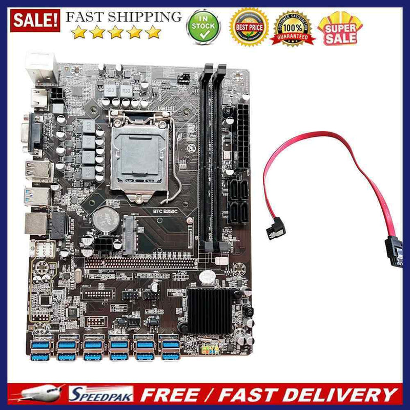 B250 BTC PCIE 1X to USB3.0 Mining Motherboard with SATA2.0 Cable Miner Boar