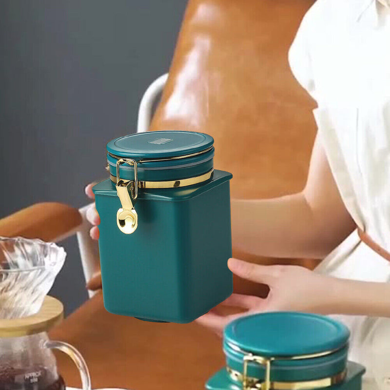 Sealed Storage Jar Coffee Bean Organizer Milk Powder Tea Food Cans (Green) Newly