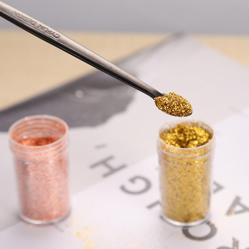 Stainless Steel Cuticle Pusher Double Headed Spoon Nail Art Cleaner (Black)