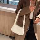Female Fluffy Fashion Pure Color Shoulder Bag Mini Mobile Phone Underarm Bag