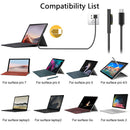 Type-C PD Charging Cable for Microsoft Surface Pro 7 6 5 4 3 (1.5m Black)