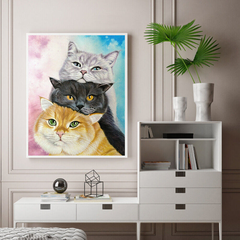 Three Cats Oil Paint By Numbers DIY Home Decoration Gift Wall Art Picture Kit