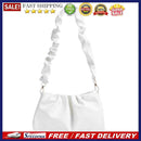 Retro Women Pleated PU Shoulder Bag Casual Ladies Small Pure Color Underarm Bags