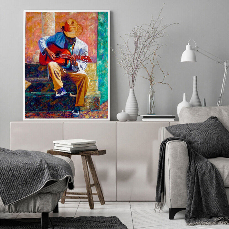 Acrylic Oil Painting By Numbers Guitarist On Street Digital Picture Home Decor