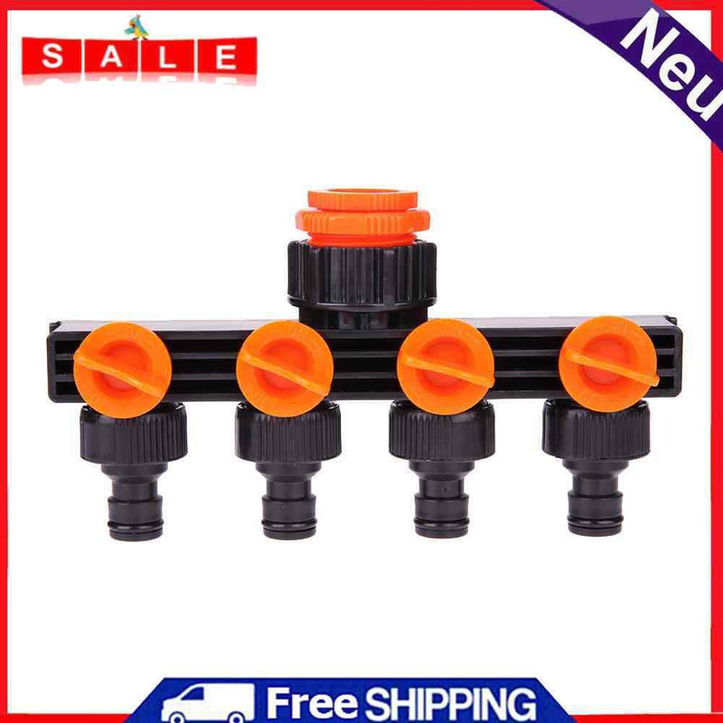 Plastic 4 Valve Way Branch Controller Garden Hose Pipe Splitter Drip