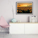 DIY Diamond Painting Full Round Drill Sunset Flower Field Wall Decor Rhinestones