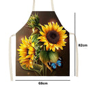 Sunflower Printed Linen Apron Waterproof Kitchen Cooking Bib (82x68cm)