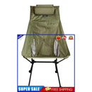 High Back Folding Camping Chair & Removable Pillow Moon Chair (Army Green)
