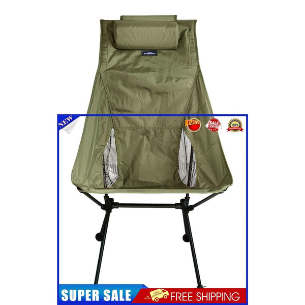 High Back Folding Camping Chair & Removable Pillow Moon Chair (Army Green)
