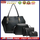4pcs/set Leather Solid Color Women Shoulder Handbags Wristlet Clutch Card Holder