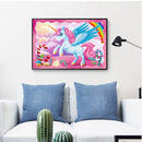 5D Drill DIY Diamond Round Mosaic Painting Full Kit Pink Horn Horse Room Decor