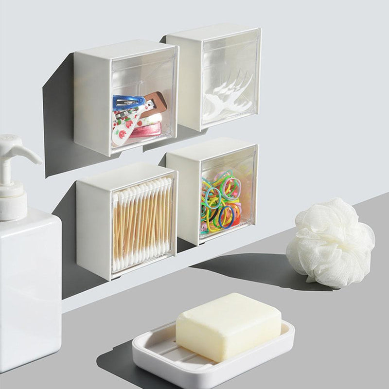 Wall Mounted Storage Box Transparent Adhesive Sundry Organizer Holder Racks