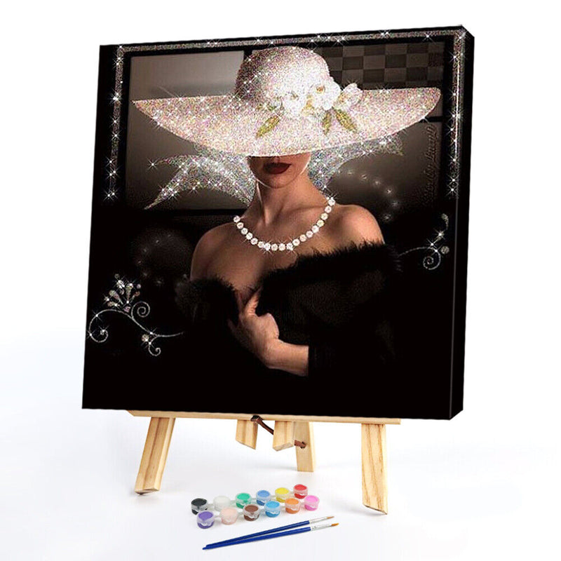 Frameless Oil Paint By Numbers Lady DIY Canvas Picture Craft Kit for Home Newly