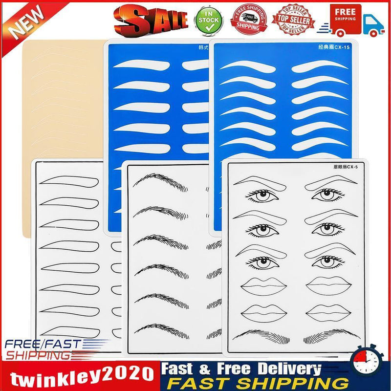 6pcs Set Tattoo Practice Skin Permanent Makeup Eyebrows Beginner Training Newly