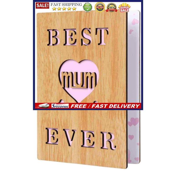 Mothers Day Greeting Card, Wooden Card, Unique Gift for Mom From Son Daught