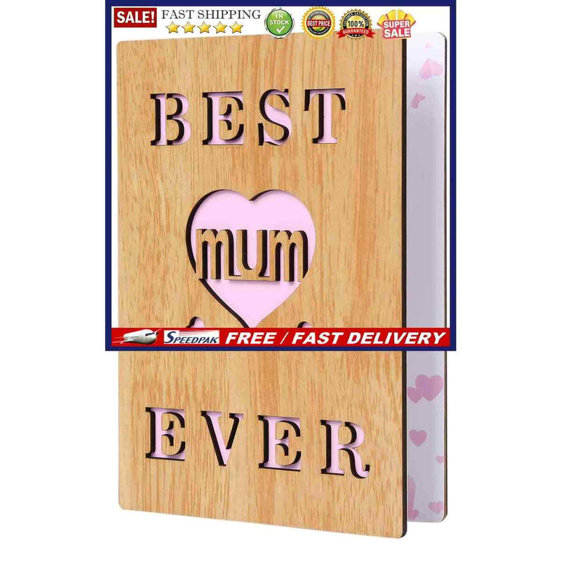 Mothers Day Greeting Card, Wooden Card, Unique Gift for Mom From Son Daught