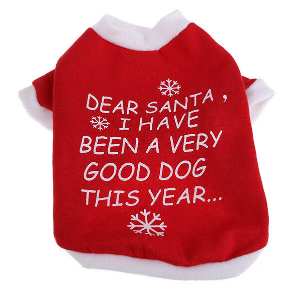 Dog Cat Pet Clothes Word Print Red T-shirt Xmas Pullover Coat  S Size Hot