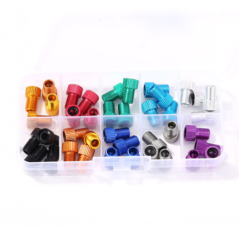 40x MTB Valve Adapters Bicycle Presta to Schrader Valve Converter Bike Tire Part